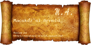 Macskási Arnold névjegykártya
