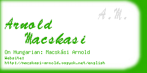 arnold macskasi business card